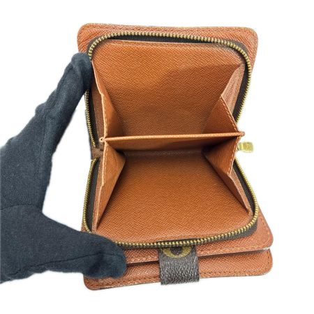 LOUIS VUITTON ルイヴィトン モノグラム コンパクトジップ M61667 ブラウン 2つ折り財布