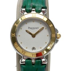 ☆☆ PEQUIGNET デイト 7712318 ホワイト文字盤 クォーツ レディース 腕時計 ペキネ Bランク