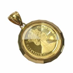 ☆☆  マン島 キャット 1/10オンス 金貨 ペンダントトップ K24 K18 エリザベス2世 1992年 Bランク