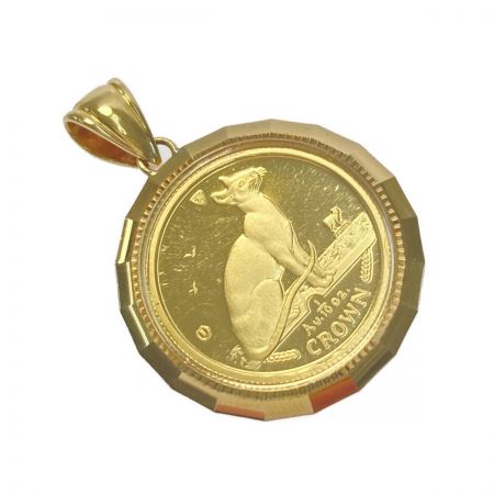   マン島 キャット 1/10オンス 金貨 ペンダントトップ K24 K18 エリザベス2世 1992年