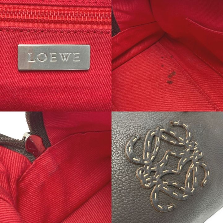 LOEWE ロエベ アマソナ28 ハンドバッグ ダークブラウン シルバー金具 ステッチ レザー 布袋有｜中古｜なんでもリサイクルビッグバン