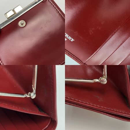  BURBERRY LONDON バーバリーロンドン チェック柄 がま口 2つ折り財布 バーガンディー 布袋有