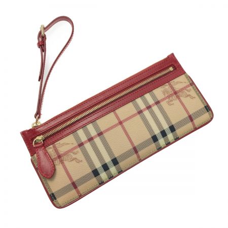  BURBERRY バーバリー ノバチェック ポーチ ベージュ×ブラック シャドーホース 布袋有