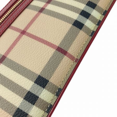  BURBERRY バーバリー ノバチェック ポーチ ベージュ×ブラック シャドーホース 布袋有