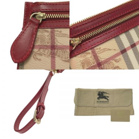  BURBERRY バーバリー ノバチェック ポーチ ベージュ×ブラック シャドーホース 布袋有