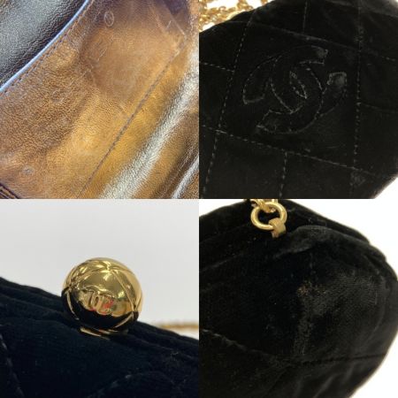  CHANEL シャネル ココマーク がま口 チェーンショルダーバッグ ブラック ベルベット ベロア ゴールド金具