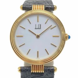 ☆☆ dunhill ダンヒル K18YG ラウンド 10620 ホワイト文字盤 クォーツ メンズ 腕時計 Bランク