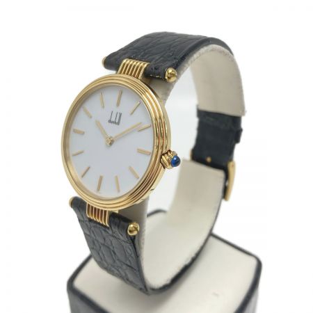  dunhill ダンヒル K18YG ラウンド 10620 ホワイト文字盤 クォーツ メンズ 腕時計