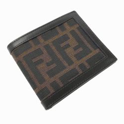 ☆☆ FENDI フェンディ ズッカ柄 2つ折り財布 札入れ 2289 01694 009 ブラウン キャンバス×レザー 箱有 Bランク