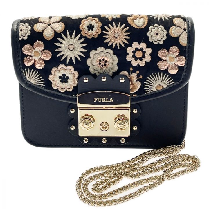 FURLA フルラ メトロポリス ARABESQUE 258742 ブラック チェーンショルダーバッグ レザー｜中古｜なんでもリサイクルビッグバン