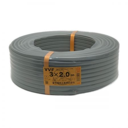  富士電線工業(FUJI ELECTRIC WIRE) 《 VVFケーブル 平形 》100m巻 / 灰色 / VVF3×2.0  グレー