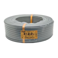 ☆☆ 富士電線工業(FUJI ELECTRIC WIRE) 《 VVFケーブル 平形 》100m巻 / 灰色 / VVF3×2.0  グレー Nランク