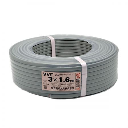  富士電線工業(FUJI ELECTRIC WIRE) 《 VVFケーブル 平形 》100m巻 / 灰色 / VVF3×1.6 グレー