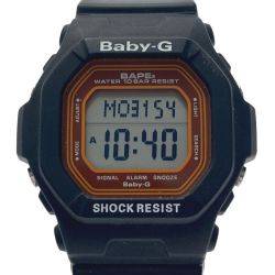☆☆ CASIO カシオ Baby-G×A BATHING APEコラボ BABY MILO BG-5600BK クォーツ レディース 腕時計 箱・取説有 Bランク