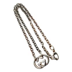 ☆☆ GUCCI グッチ ダブルG 925 ペンダント ロングネックレス シルバー Cランク