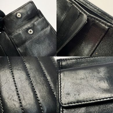 中古】 CHANEL シャネル マドモアゼルライン T12338 ブラック 2つ折り 