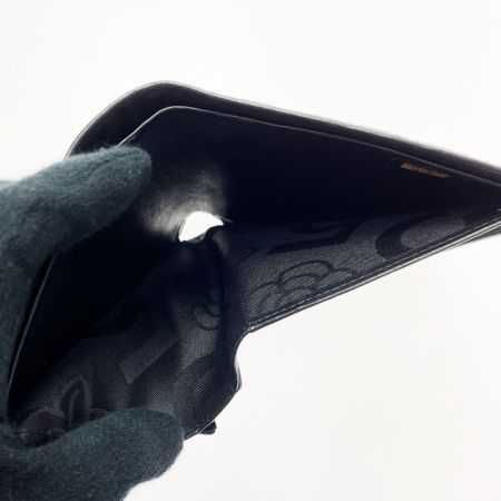  CHANEL シャネル マドモアゼルライン T12338 ブラック 2つ折り財布 レザー レディース メンズ シルバー金具