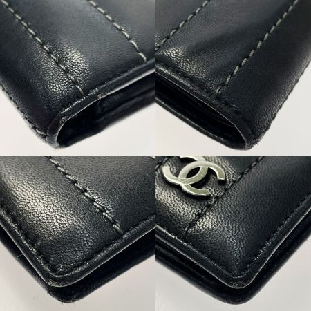  CHANEL シャネル マドモアゼルライン T12338 ブラック 2つ折り財布 レザー レディース メンズ シルバー金具