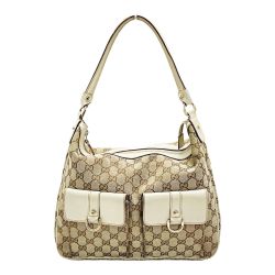 ☆☆ GUCCI グッチ ワンショルダーバッグ 153025 ブラウン キャンバス×レザー レディース ゴールド金具 Cランク