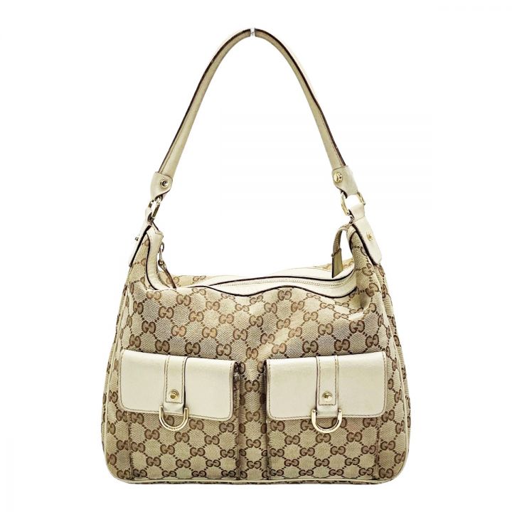 GUCCI ショルダーバッグ レザー キャンバス ゴールド金具 2107-18 