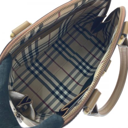  BURBERRY バーバリー レザー ハンドバッグ オリーブ ノバチェック