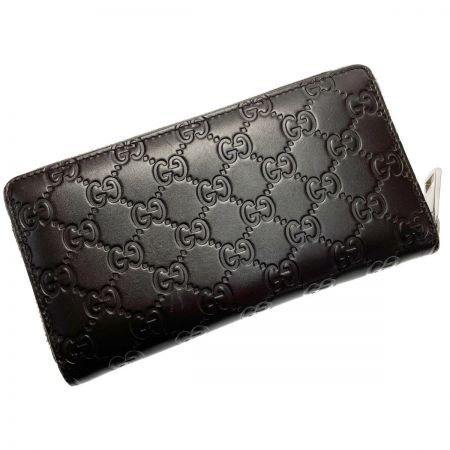  GUCCI グッチ グッチシマ ラウンドファスナー長財布 473923.525040 ダークブラウン レザー ダブルG