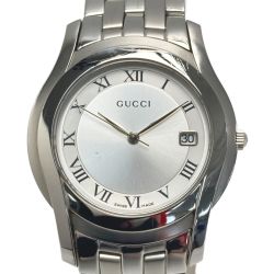 ☆☆ GUCCI グッチ Gクラス デイト 5500M シルバー ローマ クォーツ メンズ 腕時計 Cランク