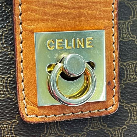 中古】 CELINE セリーヌ マカダム ブラウン ショルダーバッグ