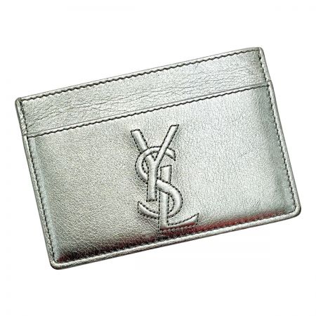  Yves Saint Laurent イブサンローラン カードケース パスケース シルバー レザー 服飾雑貨