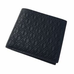 ☆☆ SAINT LAURENT サンローラン 2つ折り財布 YSLロゴ 型押し 647152 ブラック レザー 箱・布袋有 Aランク