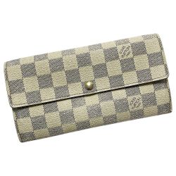 ☆☆ LOUIS VUITTON ルイヴィトン ダミエ・アズール ポルトフォイユ・サラ N61735/CA3121 ホワイト 長財布 レディース Cランク