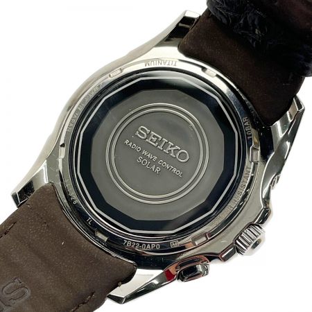  SEIKO セイコー ブライツ ソーラー電波クォーツ 7B22-0AP0 ライトグレー レザー メンズ 腕時計