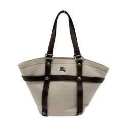 ☆☆ BURBERRY BLUE LABEL バーバリーブルーレーベル トートバッグ ベージュ キャンバス×レザー Aランク