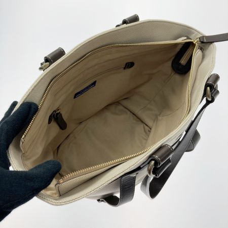  BURBERRY BLUE LABEL バーバリーブルーレーベル トートバッグ ベージュ キャンバス×レザー