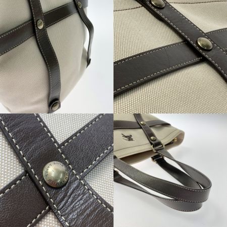  BURBERRY BLUE LABEL バーバリーブルーレーベル トートバッグ ベージュ キャンバス×レザー