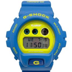 ☆☆ CASIO カシオ G-SHOCK×XLARGE  DW-6900FS ブルー×イエロー クォーツ ラバー メンズ 腕時計 Bランク