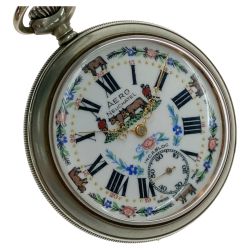 ☆☆ AERO ニューシャテル  YC-102 ホワイト文字盤 牛 手巻き 懐中時計 Cランク