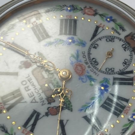  AERO ニューシャテル  YC-102 ホワイト文字盤 牛 手巻き 懐中時計