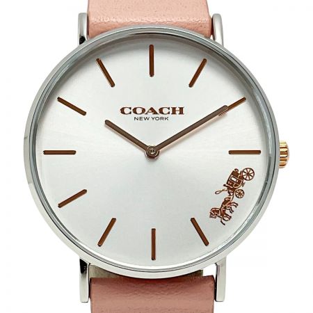  COACH コーチ クォーツ CA.120-7-14-1595-1951PIN-87/3 シルバー×ピンク レディース レザー 腕時計