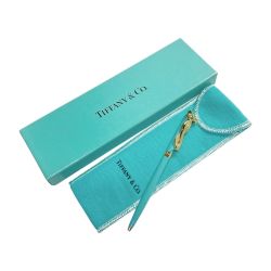 ☆☆ Tiffany & Co. ティファニー リボンモチーフボールペン ツイスト式 ティファニーブルー スリムボールペン 箱・布袋有 Bランク