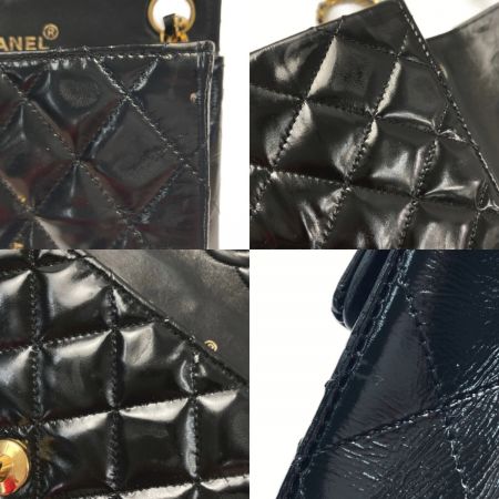  CHANEL シャネル ミニマトラッセ チェーンショルダーバッグ ブラックxゴールド金具 エナメル 布袋・ギャランティ有