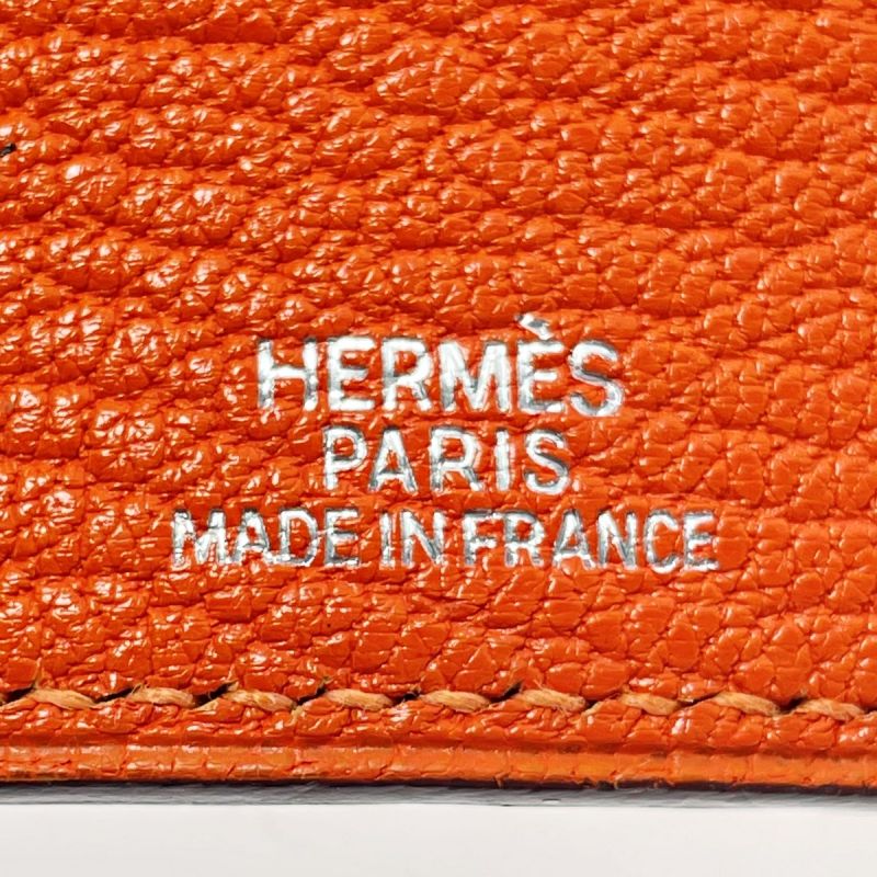 中古】 HERMES エルメス セリエ シェーブル オレンジ ブックカバー H