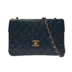 ☆☆ CHANEL シャネル マトラッセ ラウンドフラップ チェーンショルダーバッグ ブラック ラムスキン 布袋有 Cランク