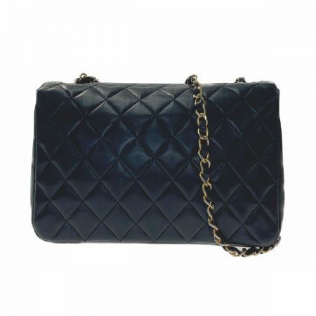 CHANEL シャネル マトラッセ ラウンドフラップ チェーンショルダーバッグ ブラック ラムスキン 布袋有