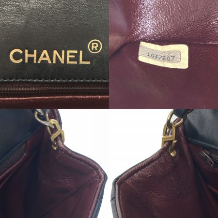  CHANEL シャネル マトラッセ ラウンドフラップ チェーンショルダーバッグ ブラック ラムスキン 布袋有