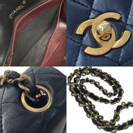  CHANEL シャネル マトラッセ ラウンドフラップ チェーンショルダーバッグ ブラック ラムスキン 布袋有