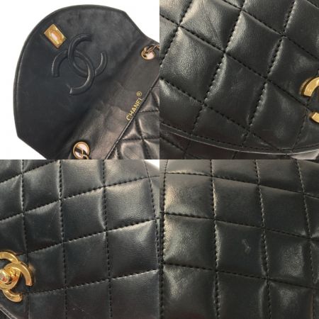  CHANEL シャネル マトラッセ ラウンドフラップ チェーンショルダーバッグ ブラック ラムスキン 布袋有