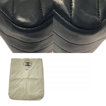  CHANEL シャネル マトラッセ ラウンドフラップ チェーンショルダーバッグ ブラック ラムスキン 布袋有