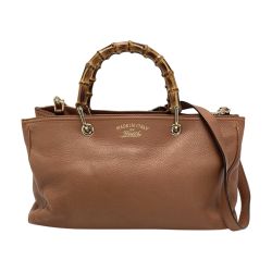 ☆☆ GUCCI グッチ バンブー ショッパー ミディアム 323660 ブラウン 2WAY ショルダーバッグ ハンドバッグ 布袋有 Bランク