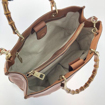  GUCCI グッチ バンブー ショッパー ミディアム 323660 ブラウン 2WAY ショルダーバッグ ハンドバッグ 布袋有